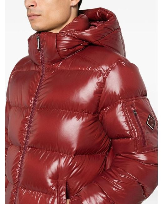 Herno Red Shiny Effect Down Jacket With Hood for men