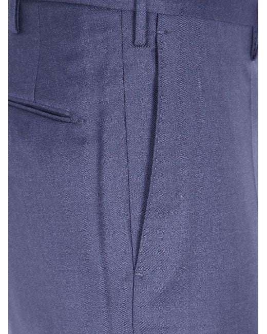 Incotex Blue Tailored Wool Trousers With Crease In Anthracite for men