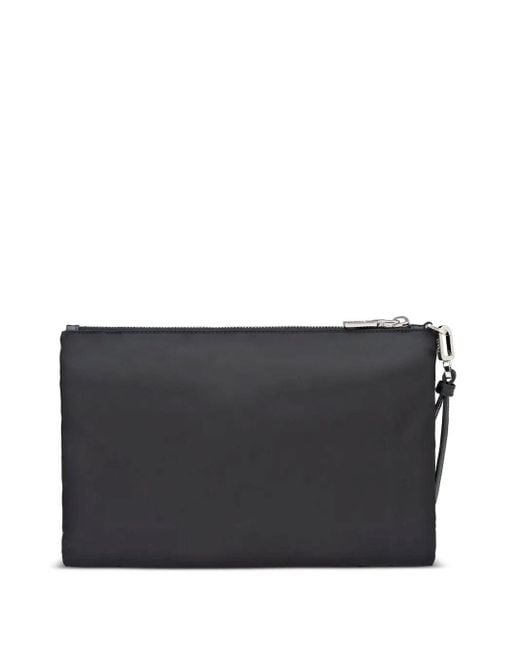 Prada Black Re-Nylon Triangle-Logo Clutch Bag for men