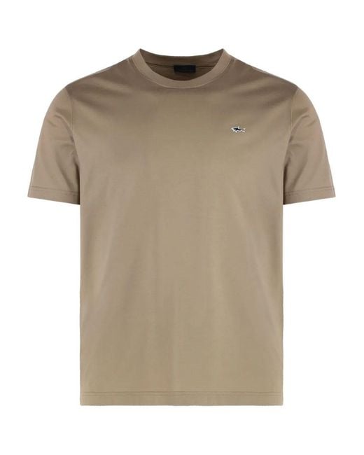 Paul & Shark Natural Crew Neck Logo Patch T-Shirt for men