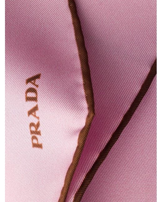 Prada Pink Printed Twill Scarf