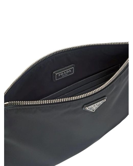 Prada Black Re-Nylon Triangle-Logo Clutch Bag for men
