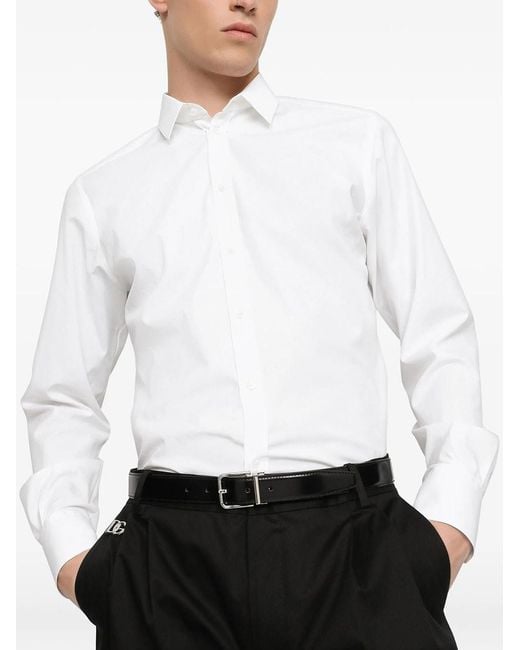 Dolce & Gabbana White Dolce & Gabbana Stretch-Poplin Shirt for men