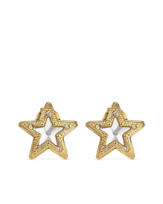 Jimmy Choo Metallic Finish Metal Jc Star Stud Earrings With Swarovski Crystals