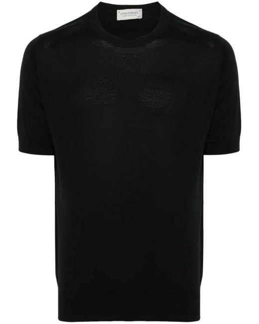 John Smedley Black Kempton Fine Knit Cotton T-shirt for men