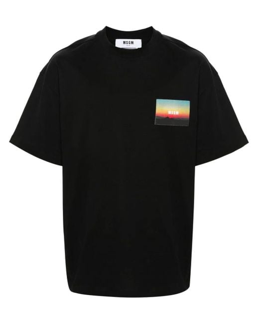 MSGM Black Sunset Print T-Shirt for men