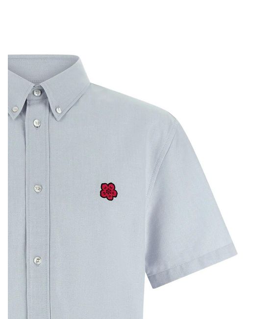 KENZO Blue Oxford Cotton Shirt for men