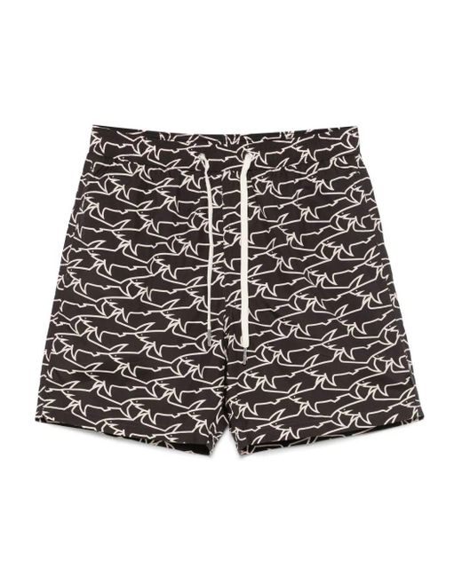Paul & Shark Black Printed Swim Shorts for men