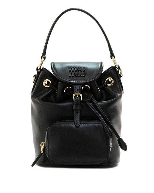 Miu Miu Black Leather Mini Backpack Bags