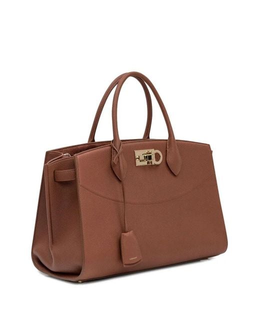 Ferragamo Brown New Studio Soft Large Hand Bags