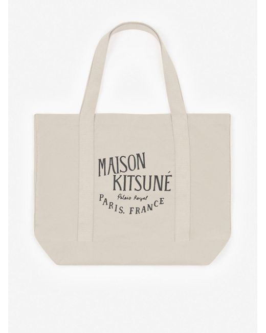 Maison Kitsuné Palais Royal Shopping Bag in White | Lyst UK