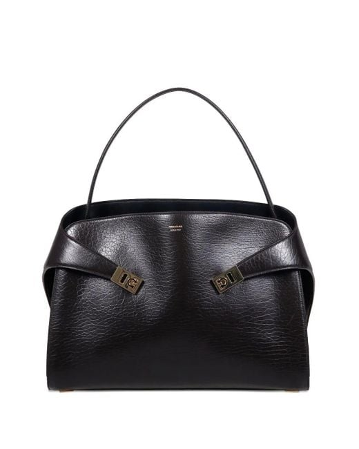 Ferragamo Black Hug Soft Two-tone Large Shoulder Bag