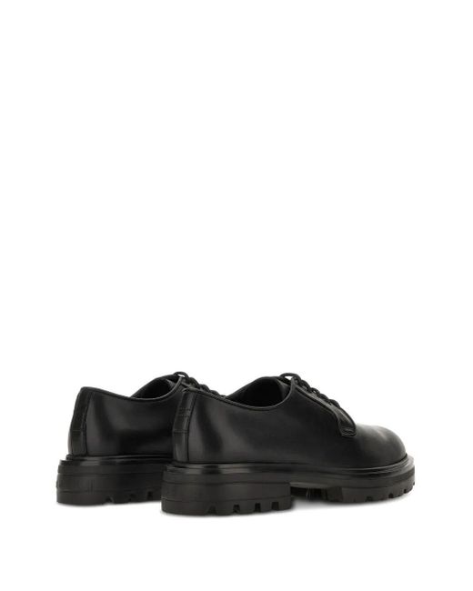 Hogan Black Flat Shoes Leather for men