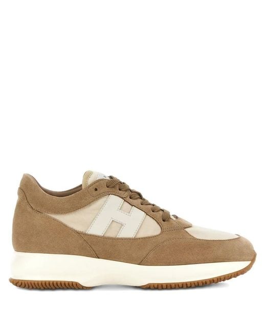 Hogan Brown Interactive Suede And Fabric Sneakers for men