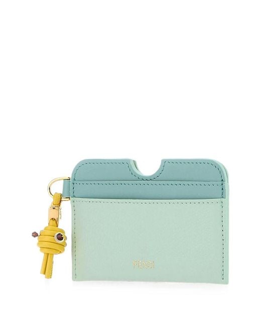 Fendi Green Ff Diamonds Leather Card Case