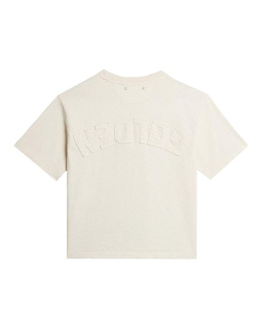 Golden Goose Deluxe Brand White Aged-Effect Cotton T-Shirt With Reverse Logo On The Back