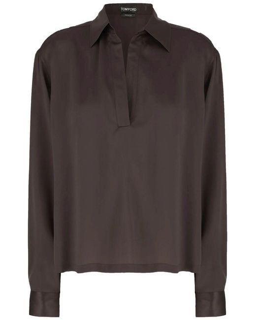 Tom Ford Brown Silk Satin Polo