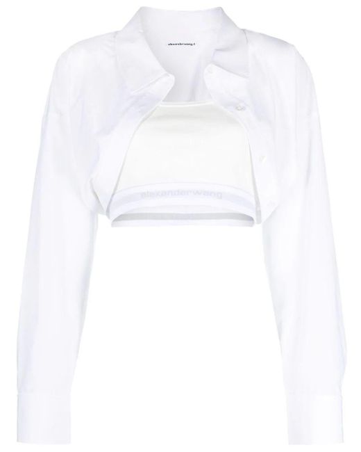 Alexander Wang White Layered Cropped Shirt