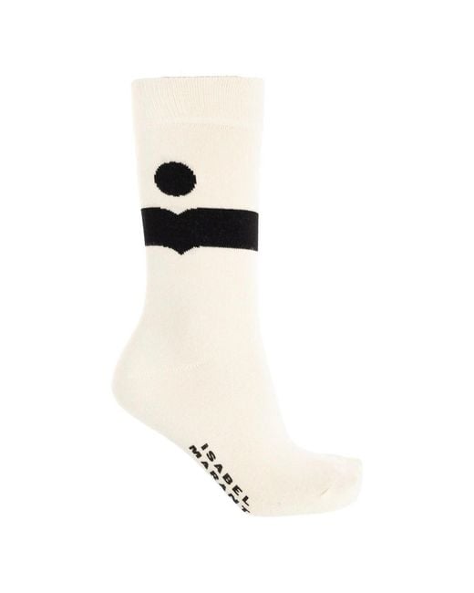 Isabel Marant Black Medium Nesson Socks With Logo