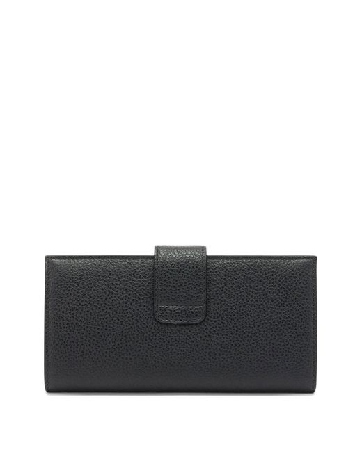 Ferragamo Black Gancini Grained Leather Continental Wallet