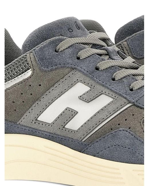 Hogan Gray Hyperlight Leather And Mesh Sneakers Shoes for men