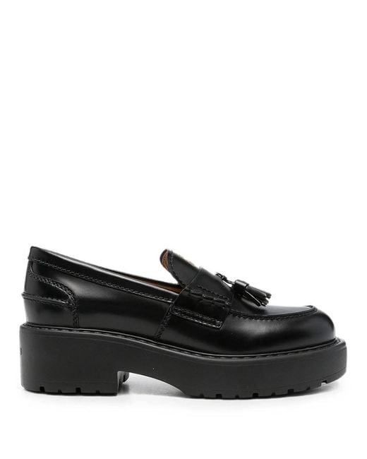 Miu Miu Black Chunky Leather Loafers