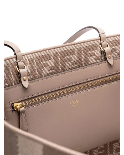 Fendi Brown Pequin Striped And Ff Fabric Roll Large Reversible Shopper Bags