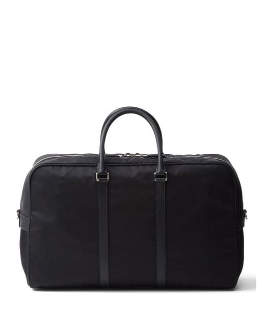 Prada Black Re-Nylon And Saffiano Leather Duffel Bag for men