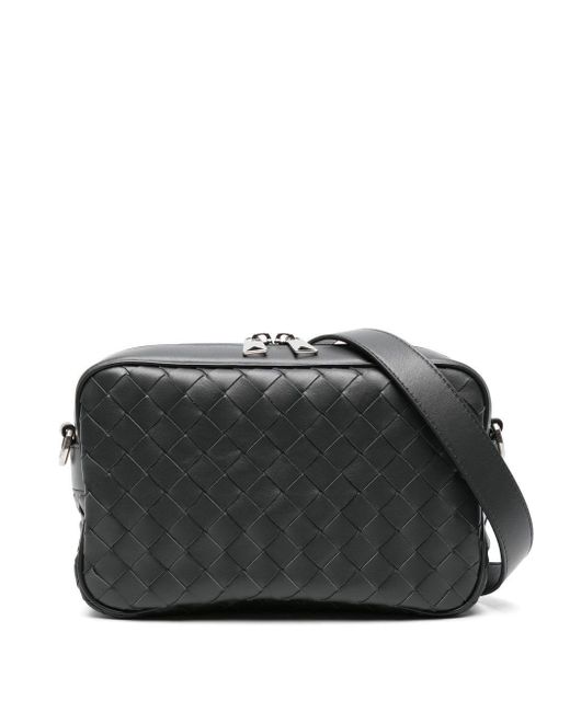 Bottega Veneta Black Intrecciato Medium Messenger Bag - Men's - Calf Leather for men