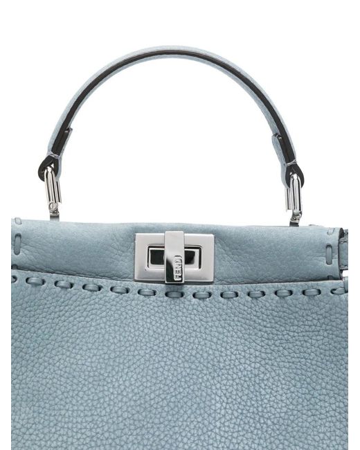 Fendi Blue Peekaboo Iseeu Mini Suede Bag