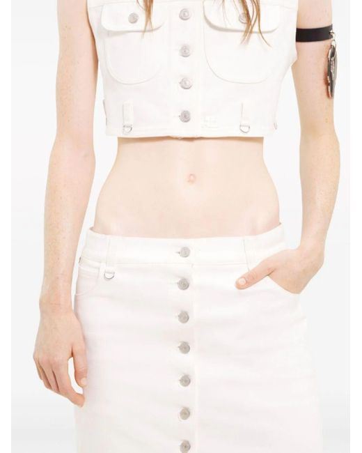 Courreges White Low-Waisted Midi Skirt