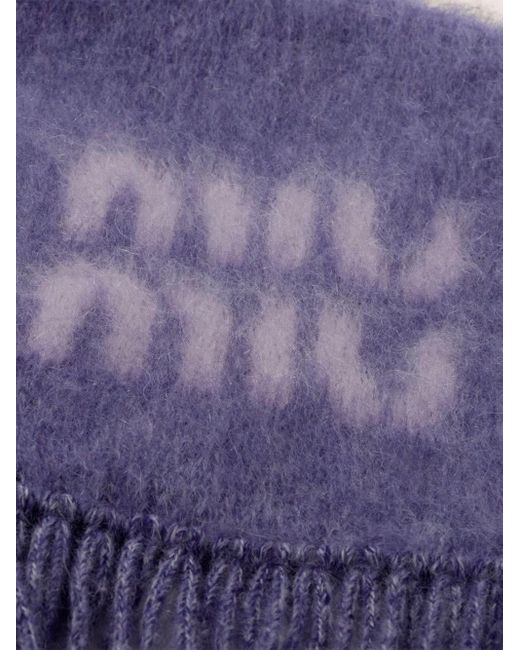 Miu Miu Purple Wool And Mohair Scarf