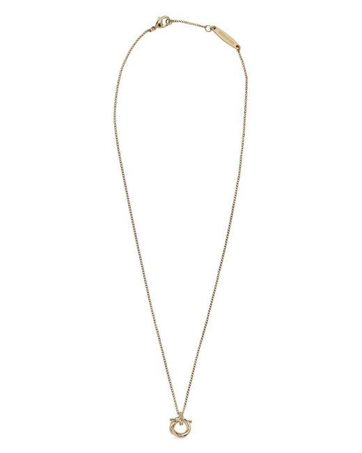 Ferragamo White Gancini Pendant Necklace