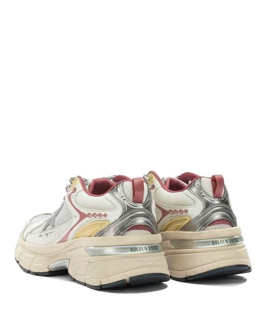 Golden Goose Deluxe Brand White Lightstar Leather And Mesh Sneakers With Tpu Star