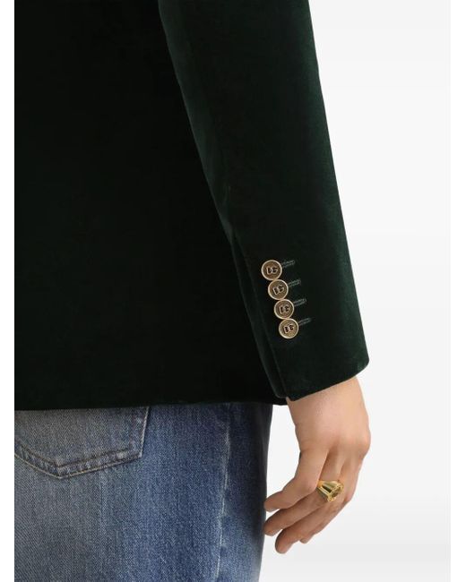 Dolce & Gabbana Black Double-Breasted Sicilia Light Cotton Velvet Jacket for men