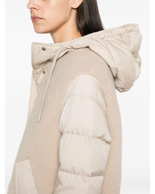 Herno Natural Medium Down Jacket With Sheepskin Effect Inserts
