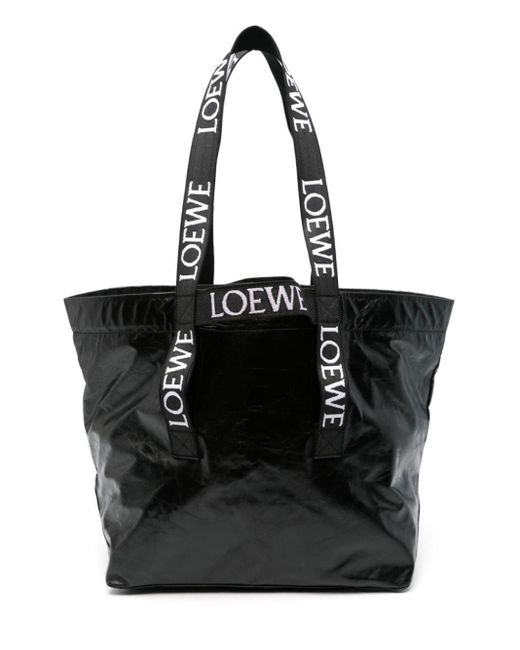 Loewe Black Large Leather Fold Tote Bag