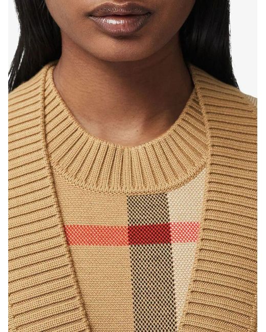 Burberry Brown Check Motif Wool Cardigan