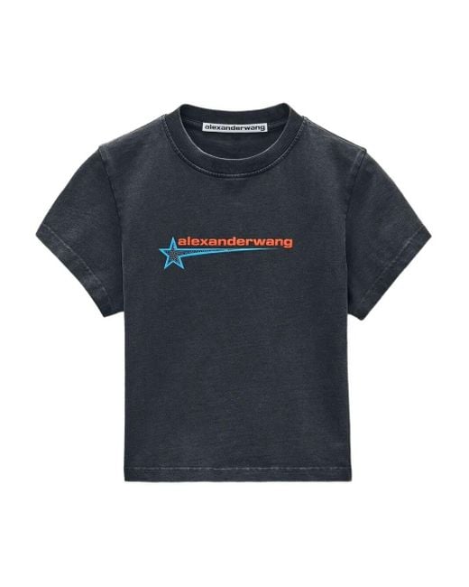 Alexander Wang Blue Crystal Hotfix Star Jersey T-Shirt Clothing