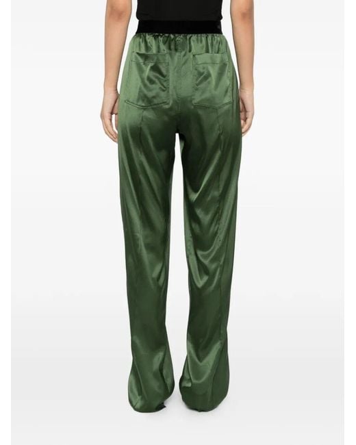 Tom Ford Green Moss Elasticated Logo Satin Pants