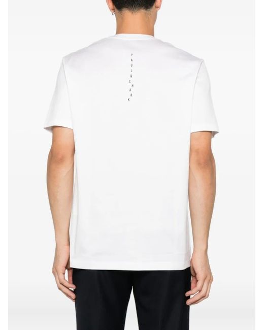 Paul & Shark White Back-Print Cotton T-Shirt for men