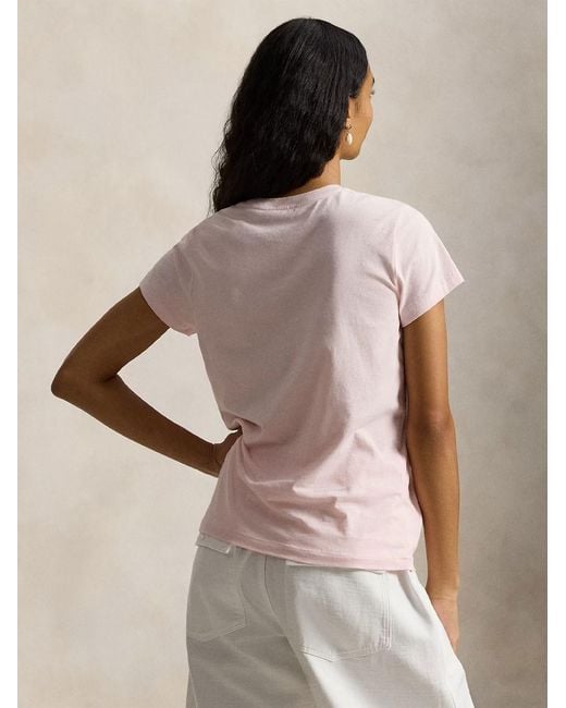 Polo Ralph Lauren Pink Crew Neck Embroidered Logo T-Shirt