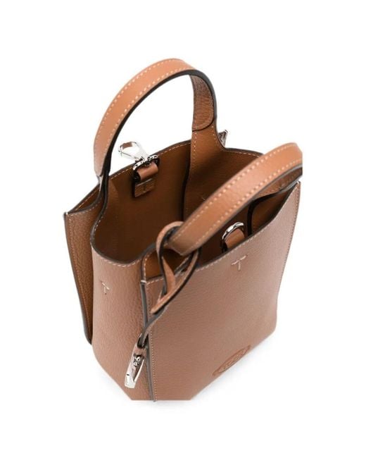 Tod's Brown Micro Hand Bag With Logo Pendant