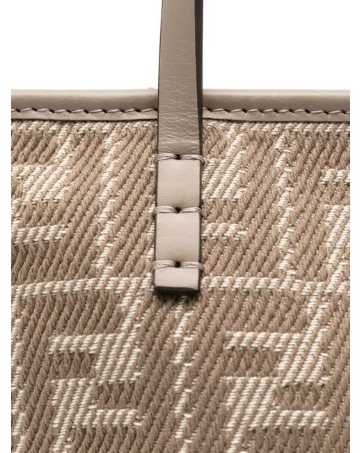 Fendi Denim-Effect Ff Jacquard Roll Mini Bag in Natural | Lyst