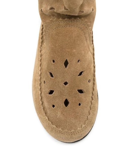 Isabel Marant Brown Woosta Suede Low Boots With Perforated-Detail