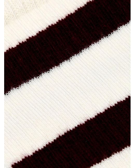 Golden Goose Deluxe Brand White Cotton Blend Socks With Logo And Stripes