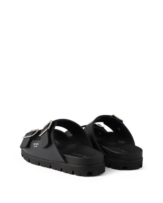 Prada Black Double-Strap Buckle Sandals for men