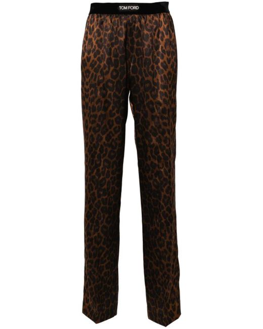 Tom Ford Brown Leopard Print Pajama Pants