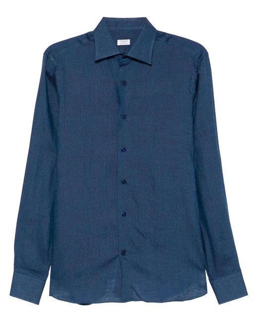 Borriello Blue Linen Long-slevee Shirt for men