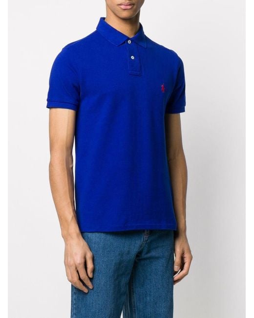 Polo Ralph Lauren Blue Man And Red Slim-fit Pique Polo Shirt for men